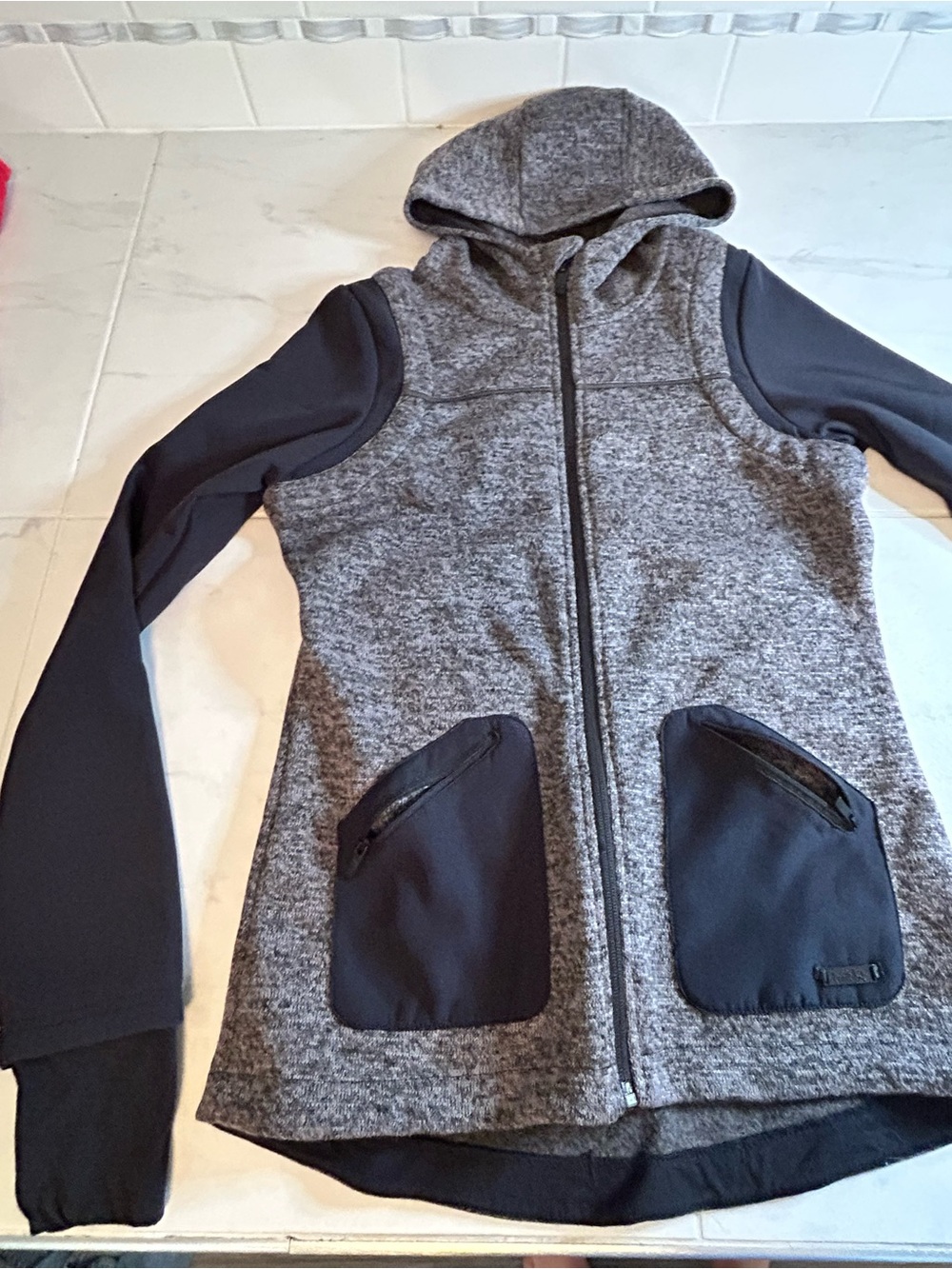 Women's far west Hooded Zip-Front Vest Jacket in blue.  EUC